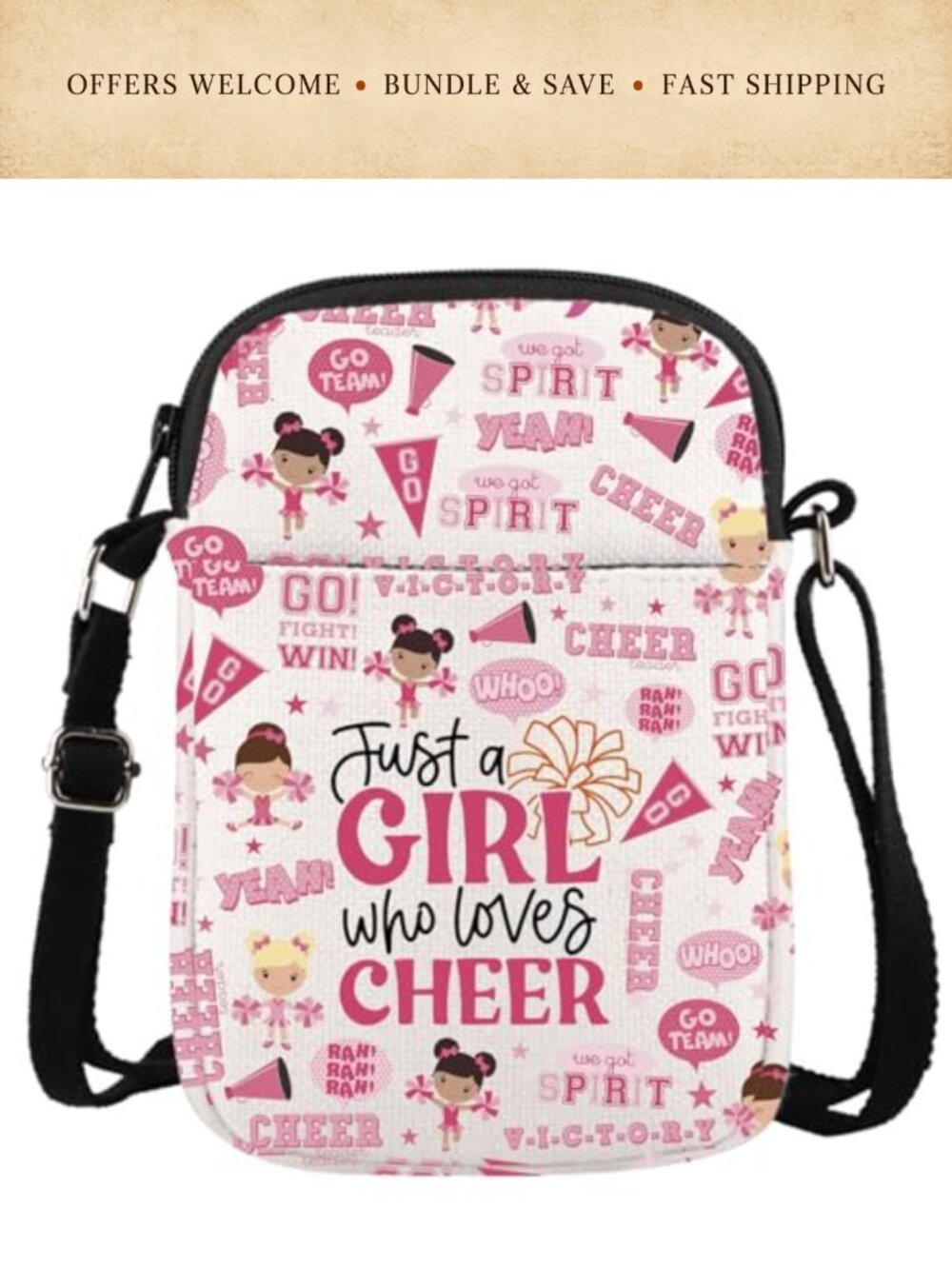 Canvas Tote Bag Cheerleader Gift Just a Girl Who Loves Cheer Team